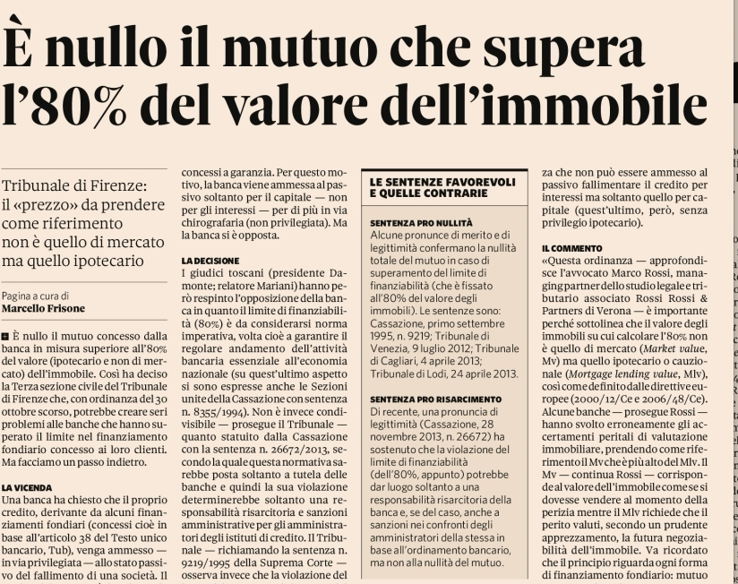 Mutuo nullo se finanzia oltre l80 del valore dellimmobile corte ... Garanzia mutuo ipotecario